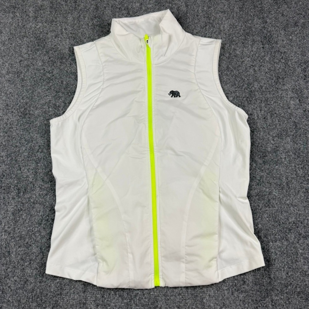 Lucky in Love Tech Performance Vest Women XS White Neon Yellow Full Zip